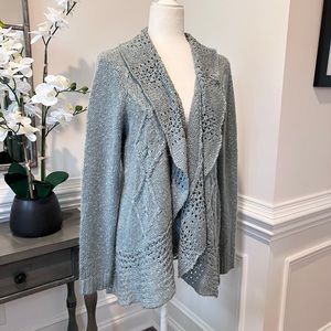 Vintage America Blue/Grey Open Front High Low Cardigan Size L